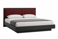 Lit plateforme noir carbone avec panneaux bordeaux 180x200 cm