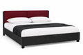 Cadre de lit capitonné noir avec tissu bordeaux 140x190 cm
