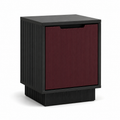 Table de chevet noire rainurée avec façade bordeaux 42x36x54 cm