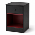 Table de chevet noire compacte avec niche bordeaux 35x32x48 cm