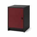 Table de chevet noire mate avec porte bordeaux 42x38x56 cm