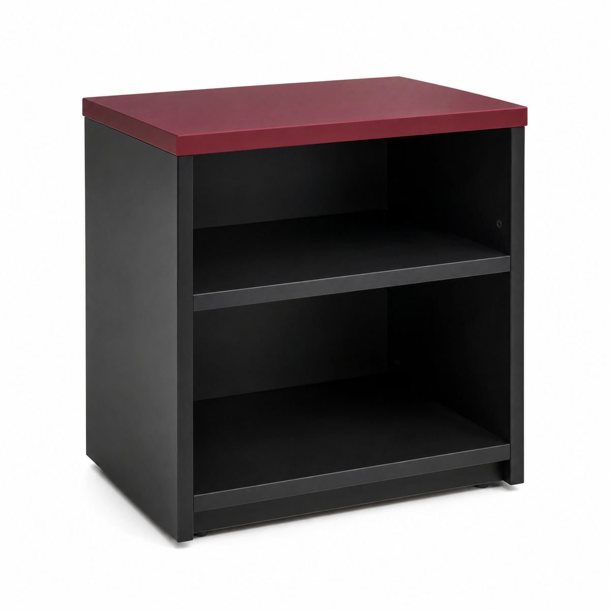 Table de chevet noire avec plateau rouge sombre 48x38x55 cm