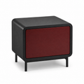 Table de chevet noire double niche avec tablette rouge 50x40x55 cm