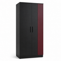 Armoire noire deux portes avec panneau bordeaux 90x55x190 cm