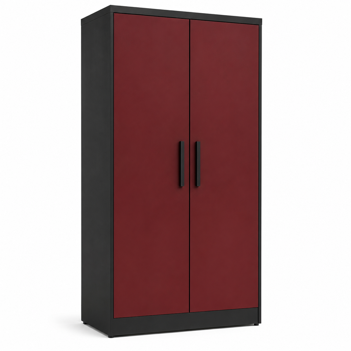Armoire noire deux portes battantes rouge sombre 100x58x200 cm