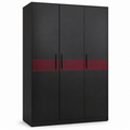 Armoire noire trois portes avec bande bordeaux 135x58x200 cm