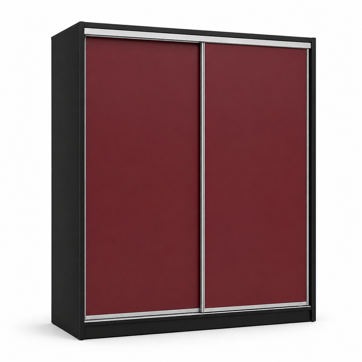 Armoire coulissante noire avec panneaux bordeaux 150x60x205 cm