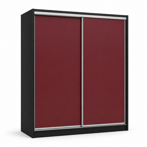 Armoire coulissante noire avec panneaux bordeaux 150x60x205 cm