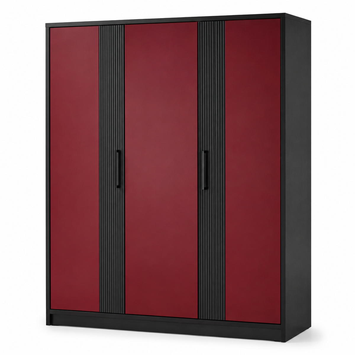 Armoire noire trois portes battantes bordeaux 150x58x205 cm