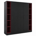 Armoire noire trois portes avec niches bordeaux 140x55x198 cm