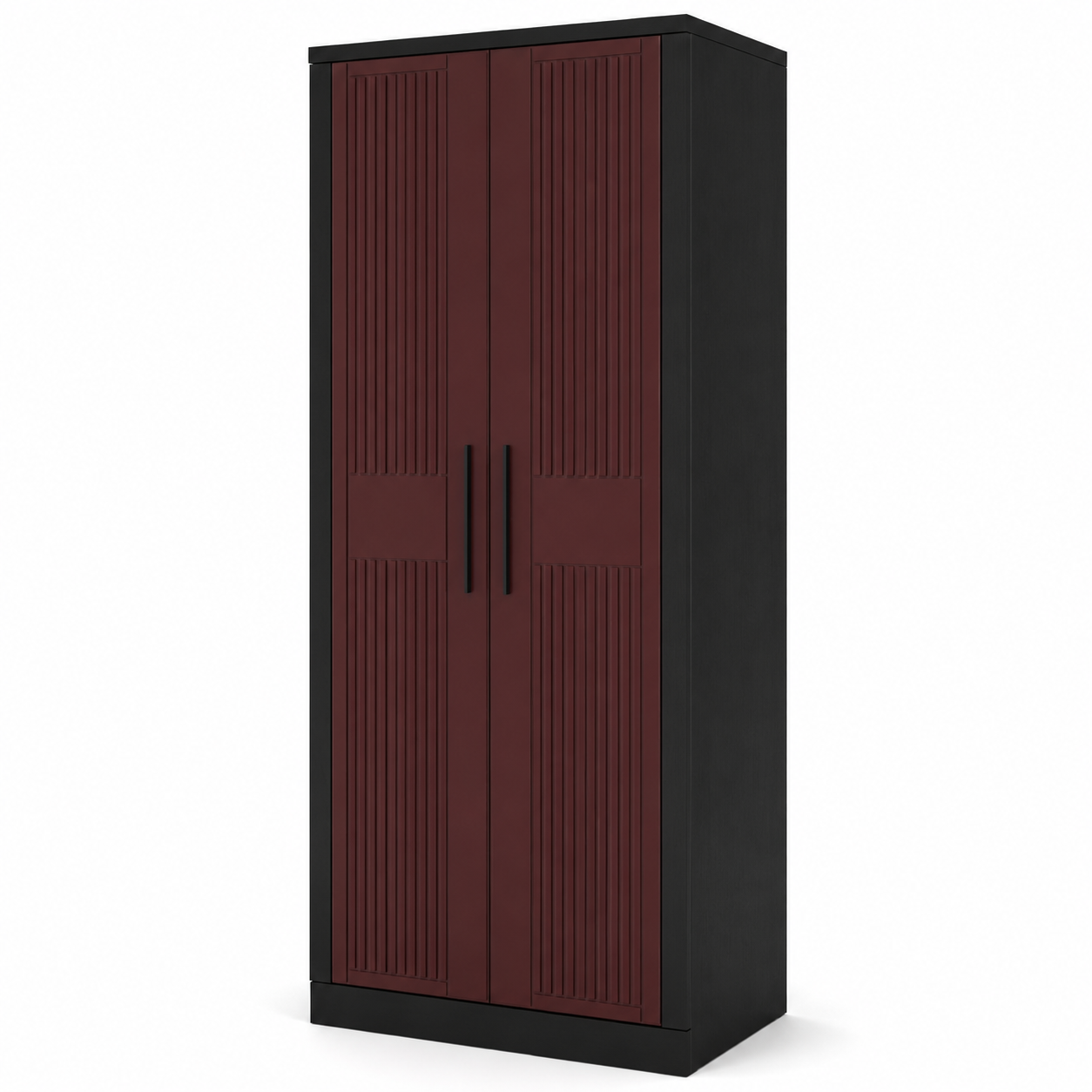 Armoire noire haute deux portes rouge sombre 95x55x215 cm