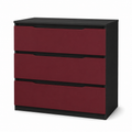 Commode noire trois tiroirs avec façades bordeaux 80x42x78 cm