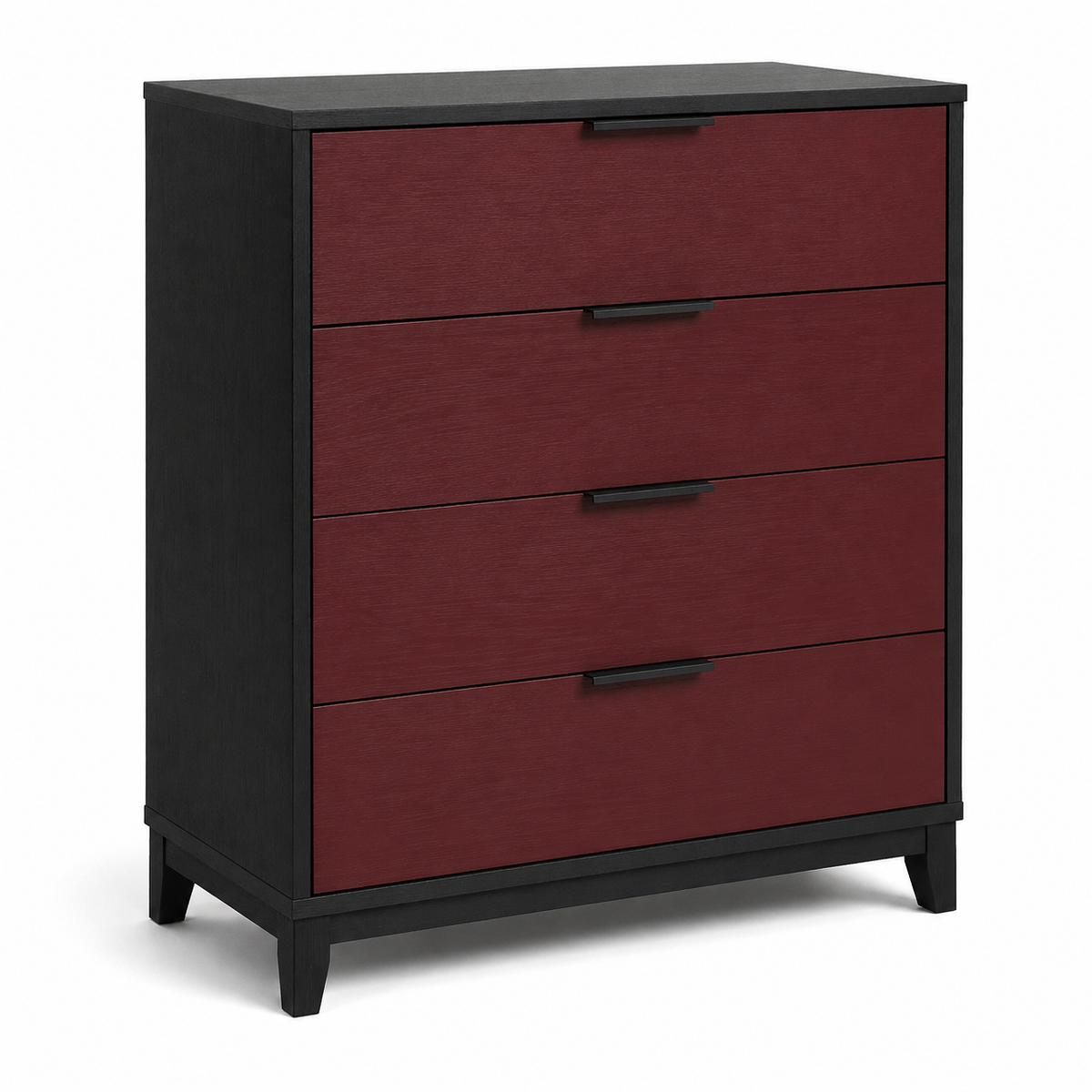 Commode noire quatre tiroirs rouge sombre 85x45x95 cm