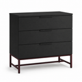 Commode noire trois tiroirs sur pieds acier rouge sombre 82x40x80 cm