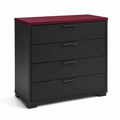 Commode noire quatre tiroirs avec plateau bordeaux 100x45x95 cm