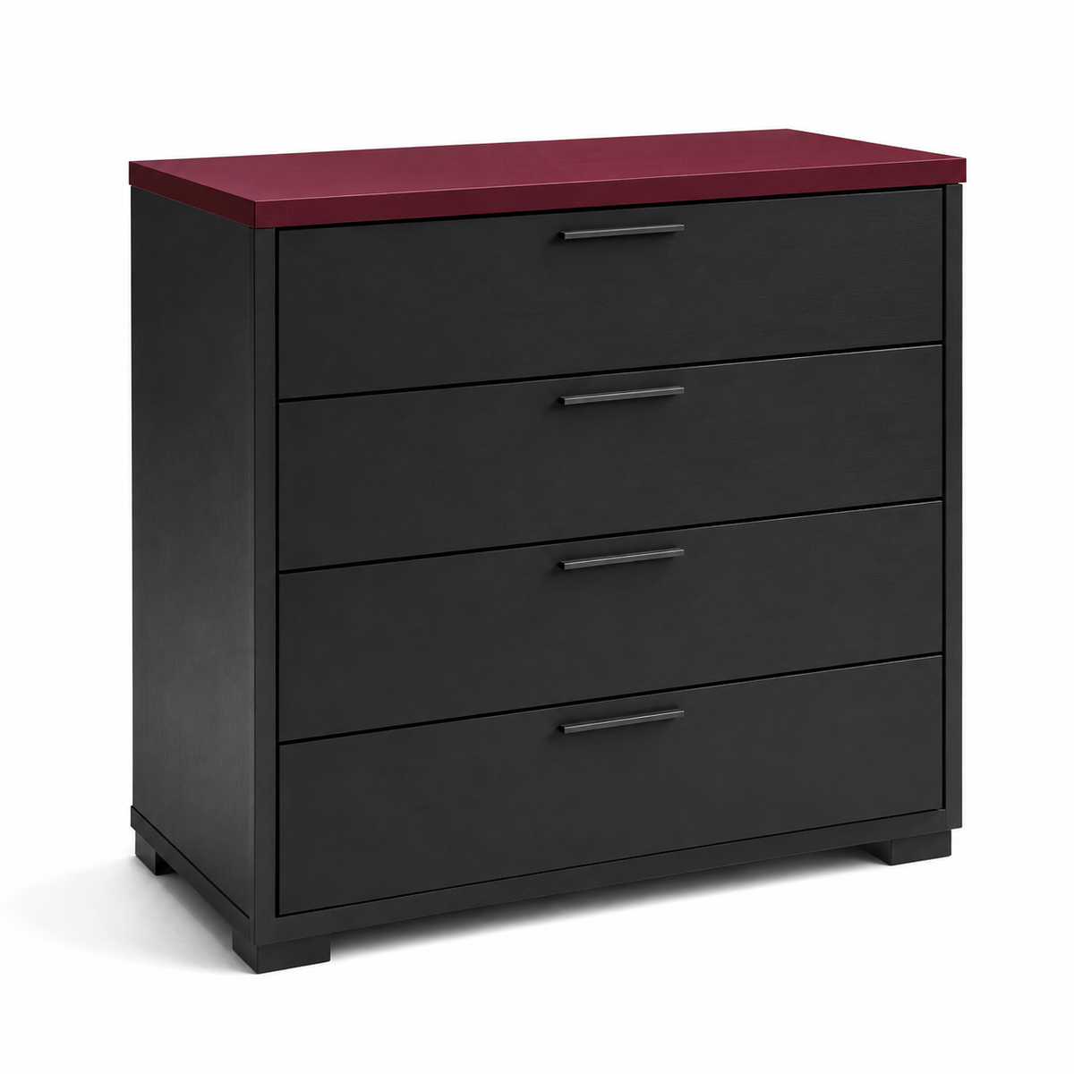 Commode noire quatre tiroirs avec plateau bordeaux 100x45x95 cm