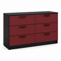 Commode noire double colonne six tiroirs rouge brique 120x42x86 cm