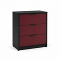 Commode noire compacte trois tiroirs bordeaux 70x40x75 cm