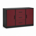 Commode noire avec deux portes et trois tiroirs bordeaux 120x42x85 cm