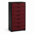 Commode noire haute sept tiroirs rouge sombre 75x42x125 cm