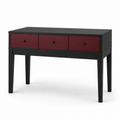 Coiffeuse noire avec trois tiroirs bordeaux 100x42x76 cm