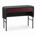 Coiffeuse noire arrondie avec deux tiroirs bordeaux 100x45x77 cm