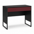 Coiffeuse noire minimaliste avec tiroir rouge sombre 90x40x76 cm
