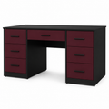 Coiffeuse noire grand rangement avec façades bordeaux 120x45x80 cm